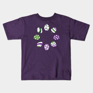 Eggs | Purple Green | Stripes | Dots | Clouds | Light Purple Kids T-Shirt